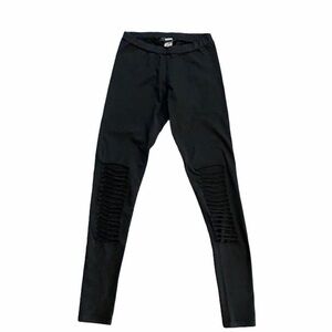 T Party black yoga pants with ripped knees small